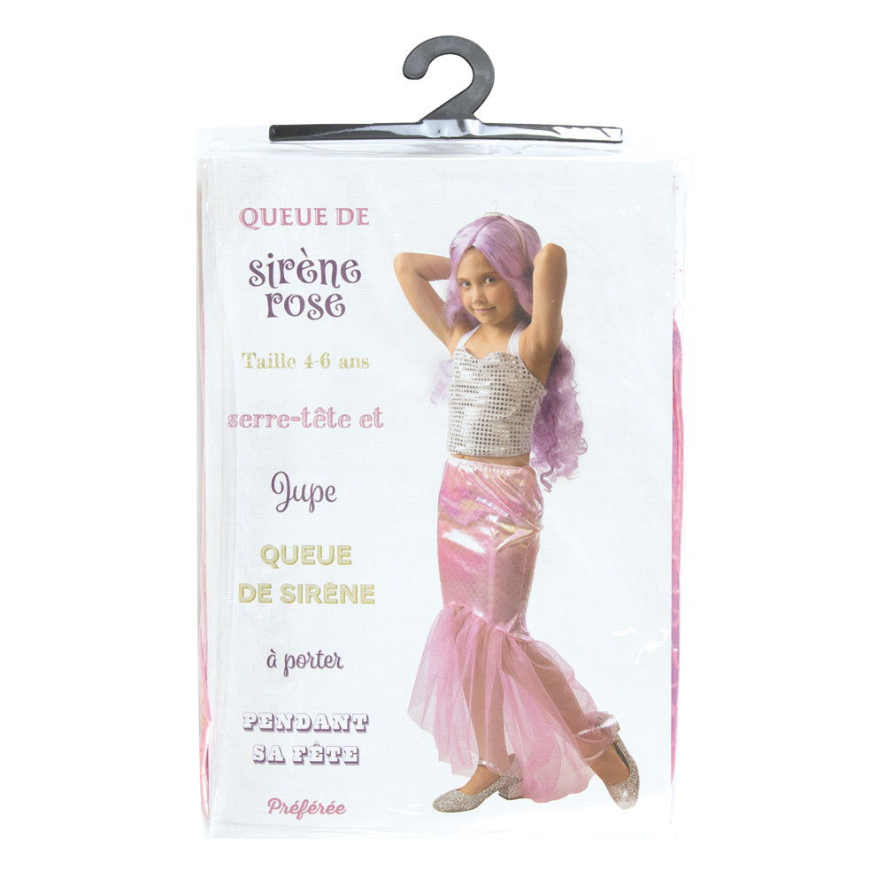 QUEUE DE SIRENE ROSE + SERRE TETE 4-6ANS