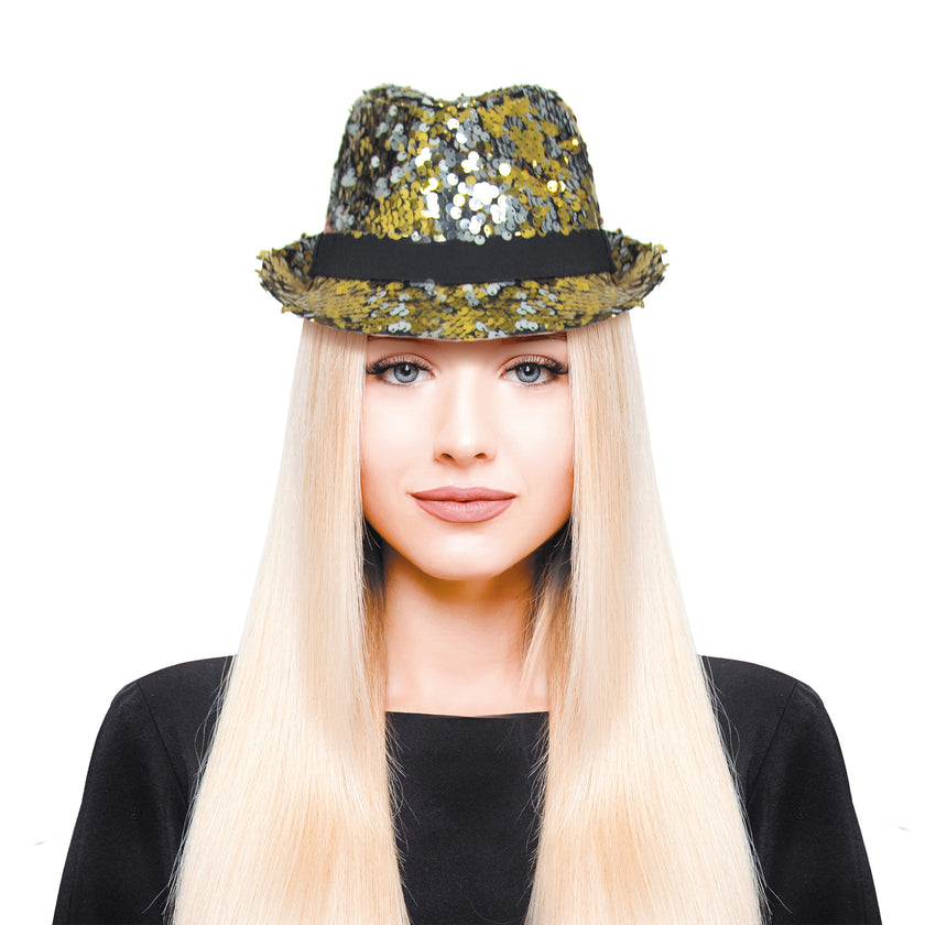 BORSALINO SEQUINS REVERSIBLES OR ET ARGENT