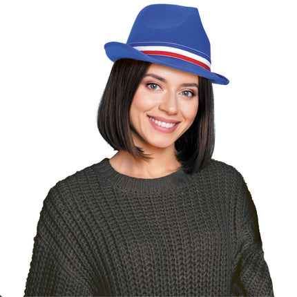 BORSALINO POLYESTER BLEU RUBAN TRICOLORE