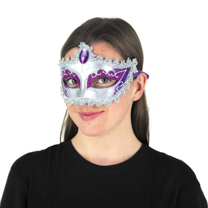 MASQUE VENITIEN VIOLET ET ARGENT