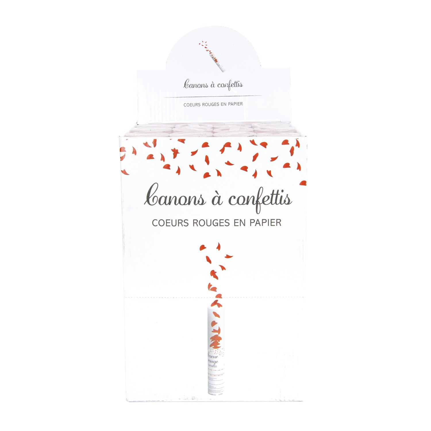 CANON A CONFETTI COEUR ROUGE TUBE TRANSPARENT 25CM