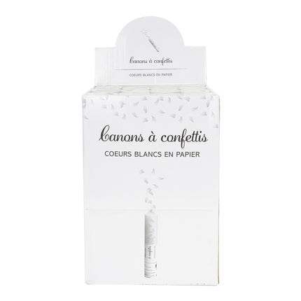 CANON A CONFETTI COEUR BLANC TUBE TRANSPARENT 25CM