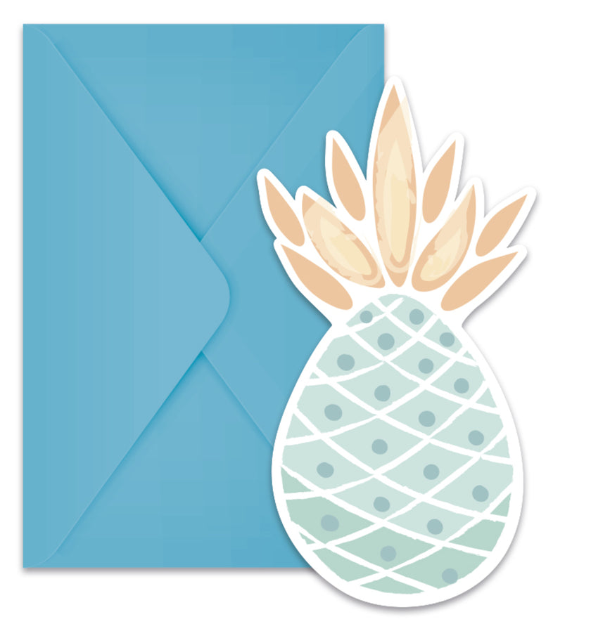 6 invitations ananas pastel