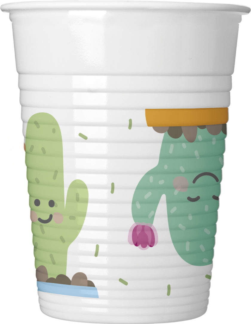 8 gobelets en plastique cactus amusants
