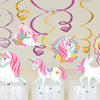 Kit de 12 décorations suspendues de princesse licorne