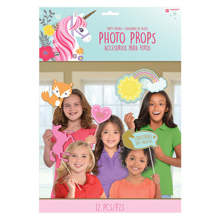 12 accessoires pour Photo booth de princesse licorne