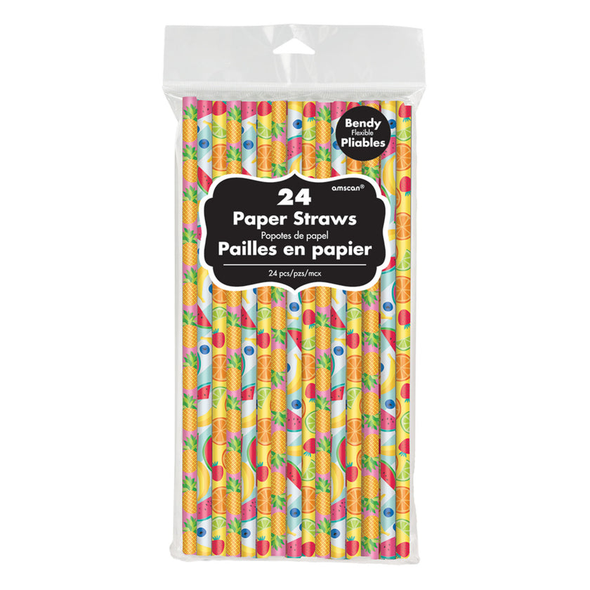 24 pailles en papier tutti fruti