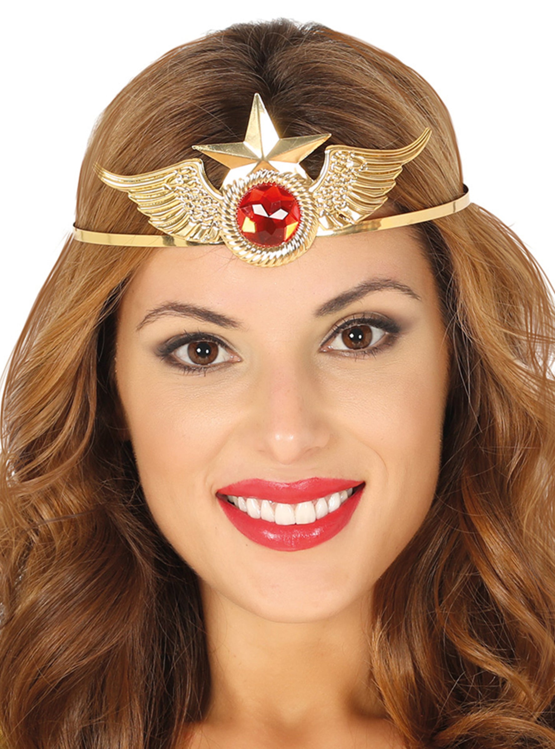 Serre-tête super héros doré avec rubis