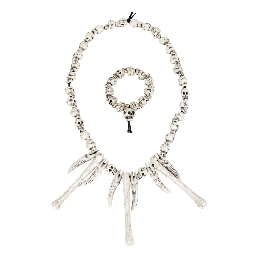 SET COLLIER + BRACELET TETE DE MORT