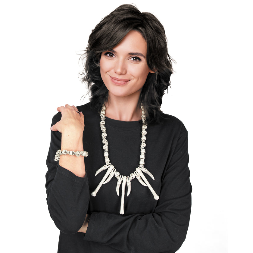 SET COLLIER + BRACELET TETE DE MORT