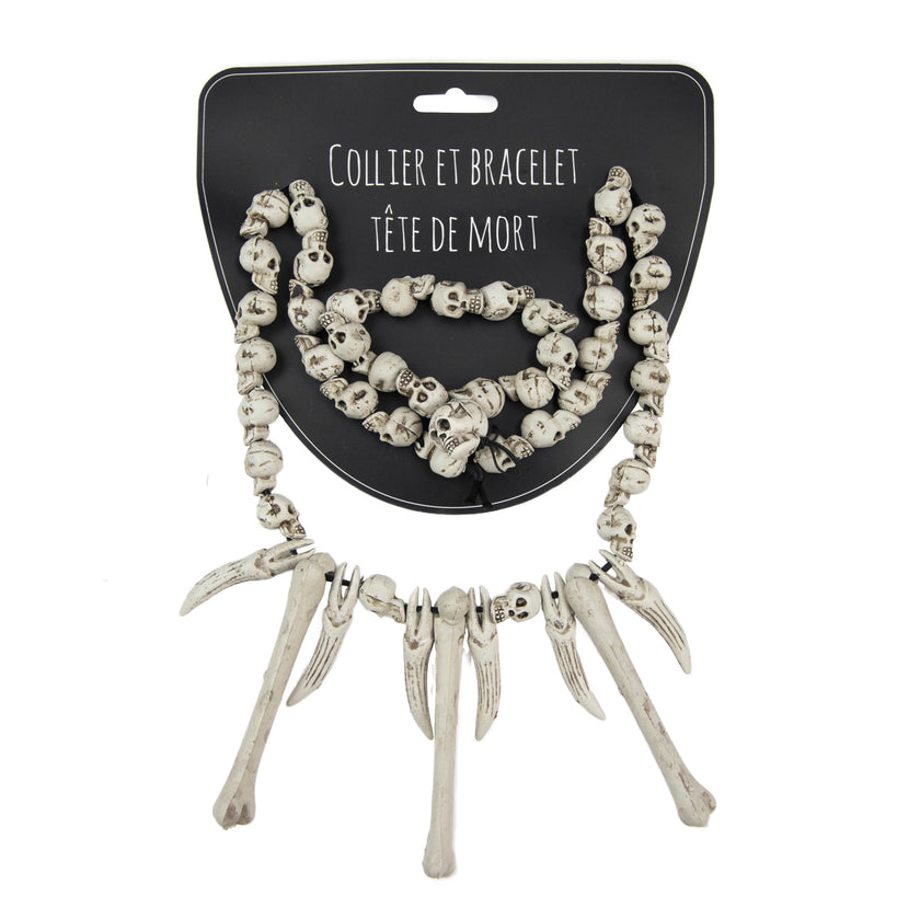 SET COLLIER + BRACELET TETE DE MORT