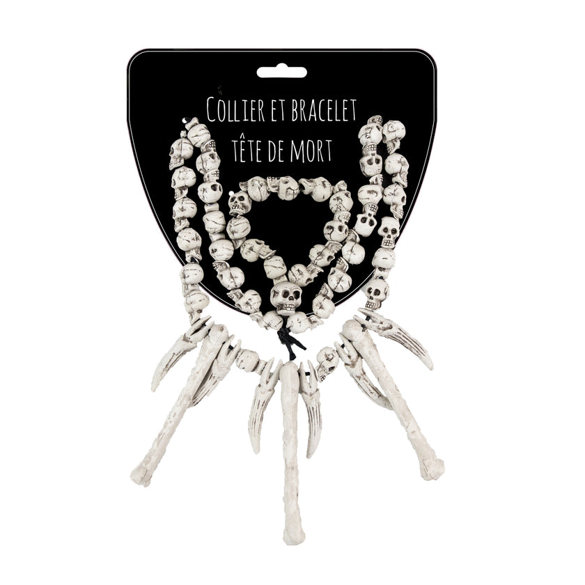 SET COLLIER + BRACELET TETE DE MORT