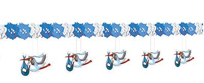guirlande papier et suspensions cigogne 3m60 bleu