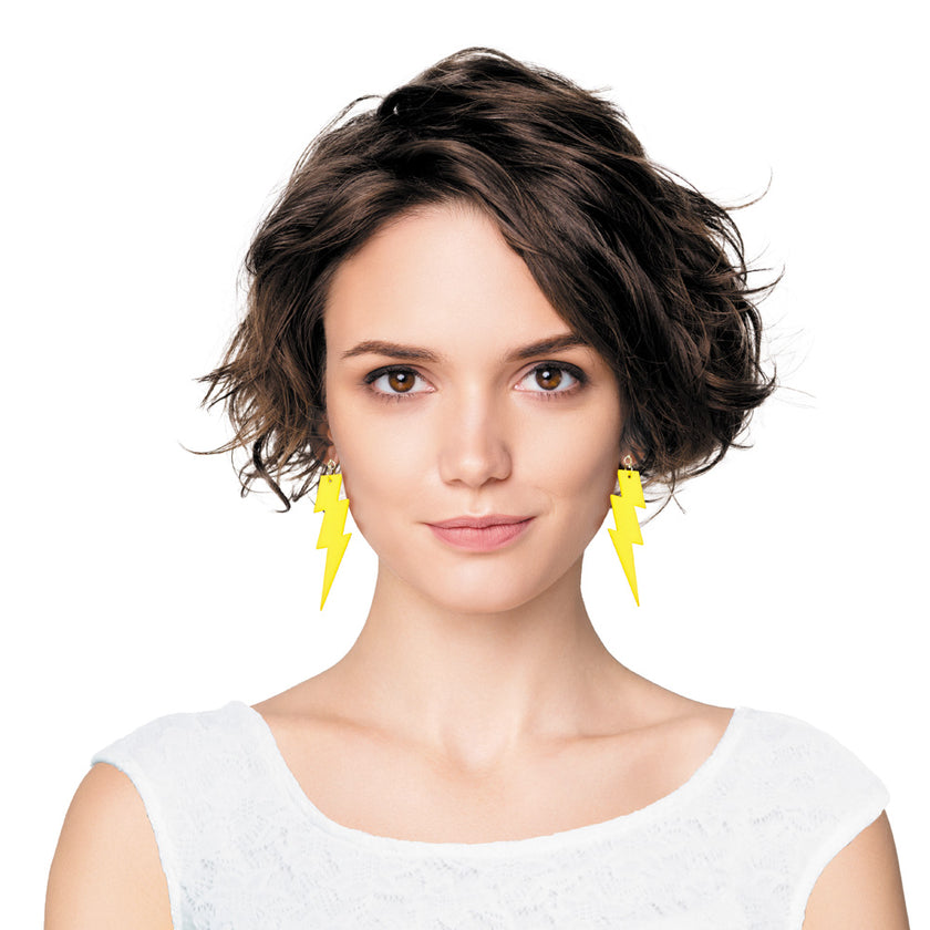 BOUCLES D'OREILLES NEON FLASH X2 JAUNE