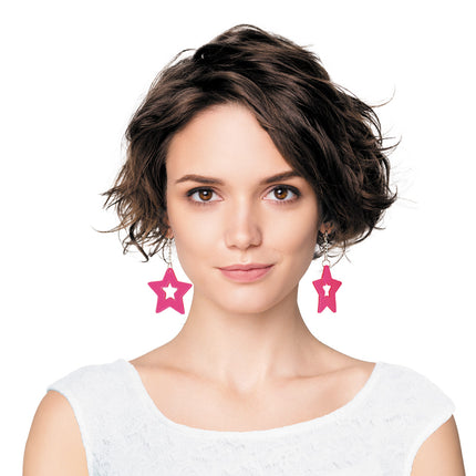 BOUCLES D'OREILLES NEON STAR X2 ROSE