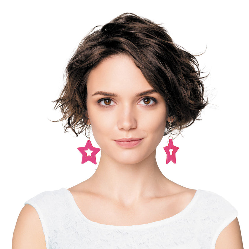 BOUCLES D'OREILLES NEON STAR X2 ROSE