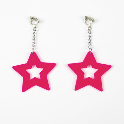 BOUCLES D'OREILLES NEON STAR X2 ROSE