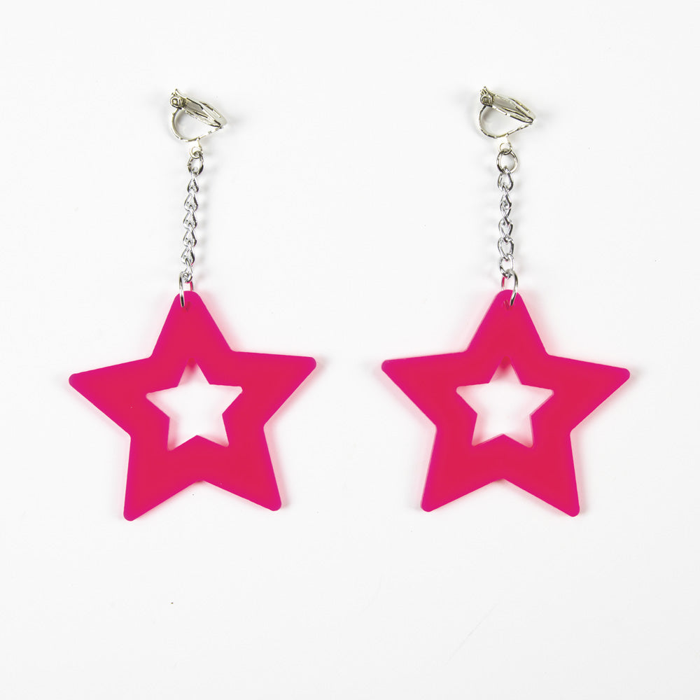 BOUCLES D'OREILLES NEON STAR X2 ROSE
