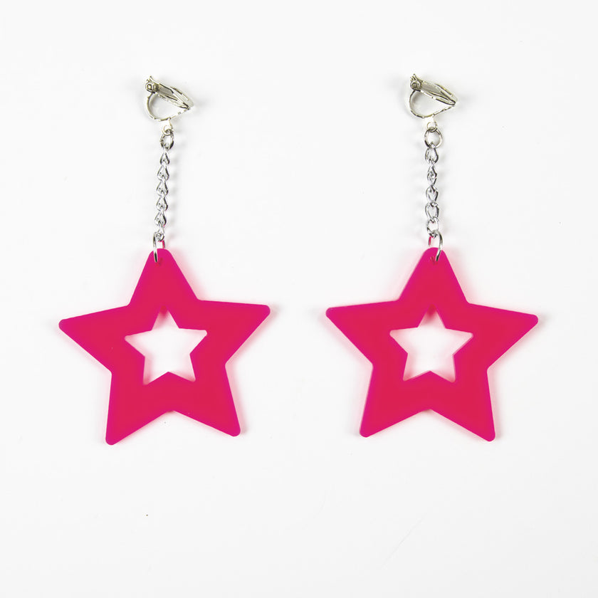 BOUCLES D'OREILLES NEON STAR X2 ROSE