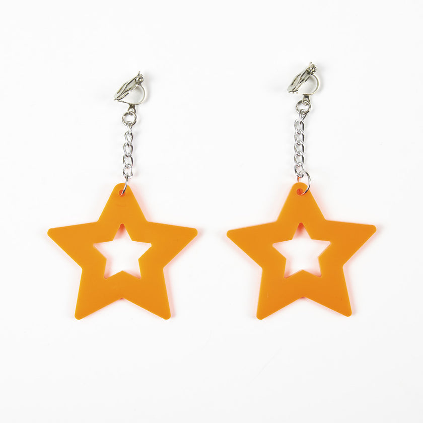 BOUCLES D'OREILLES NEON STAR X2 ORANGE
