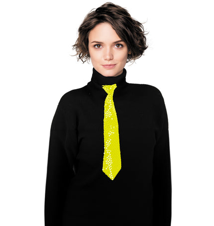 CRAVATE SEQUIN NEON JAUNE
