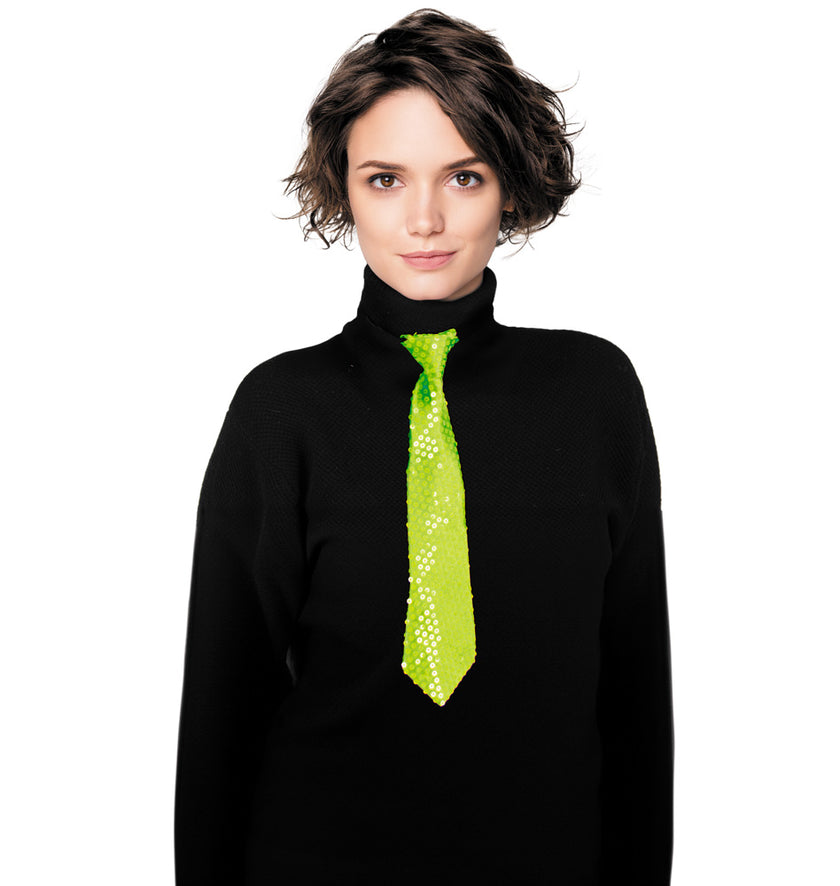 CRAVATE SEQUIN NEON VERT