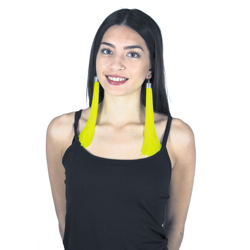 BOUCLES D'OREILLE FRANGES NEON JAUNE