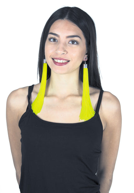 BOUCLES D'OREILLE FRANGES NEON JAUNE