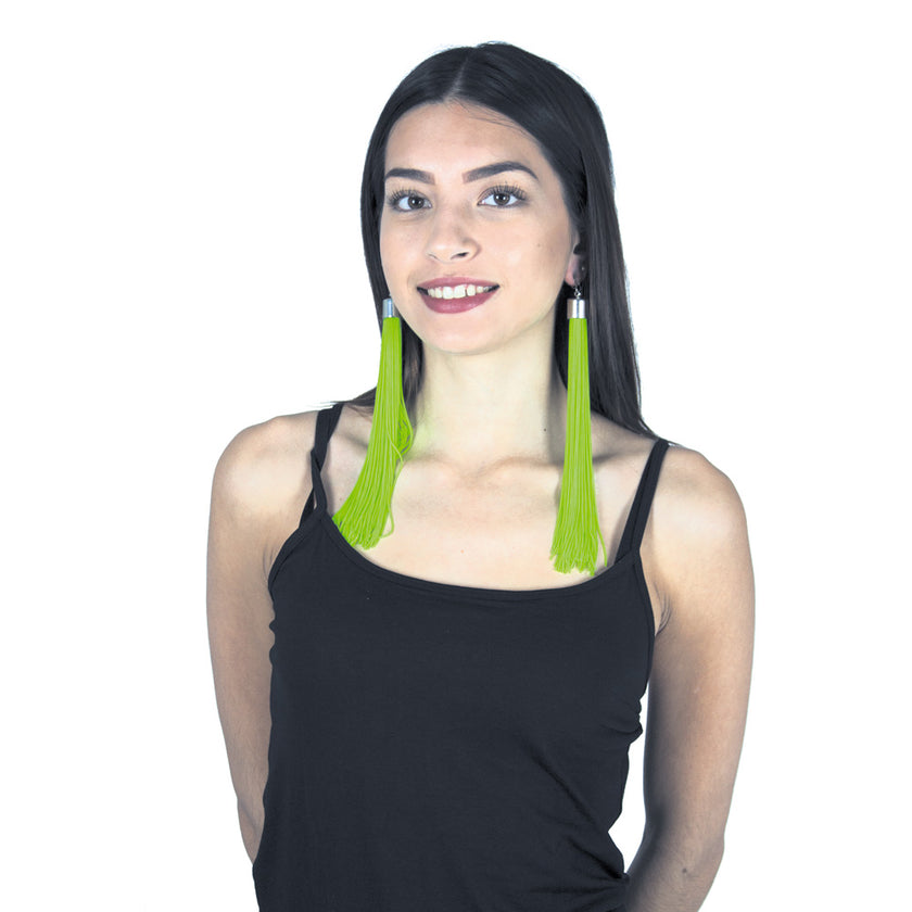 BOUCLES D'OREILLE FRANGES NEON VERT