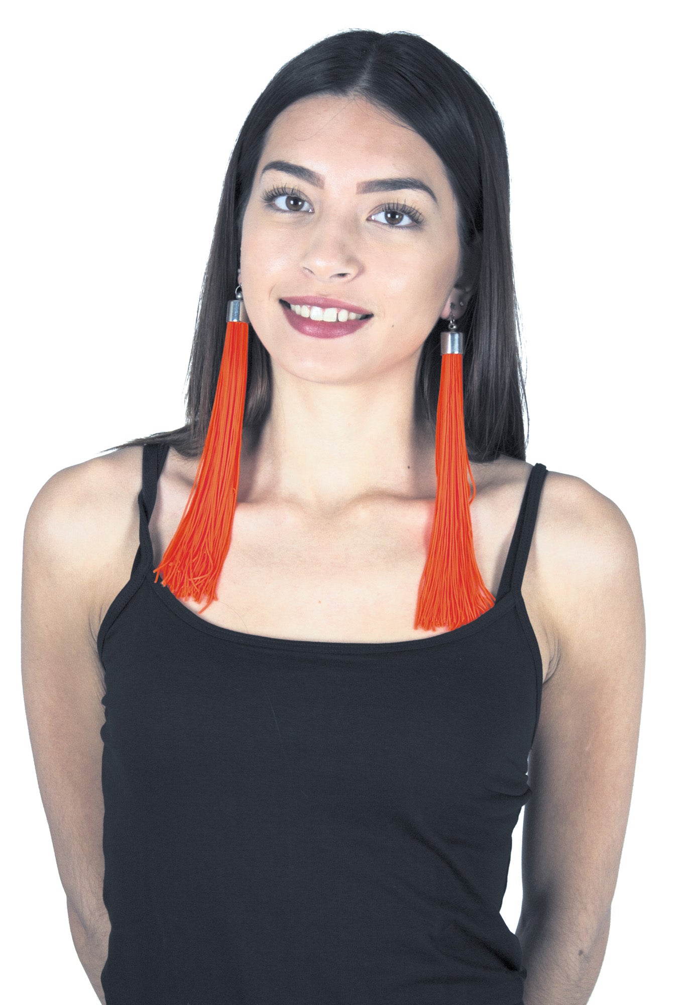 BOUCLES D'OREILLE FRANGES NEON ORANGE