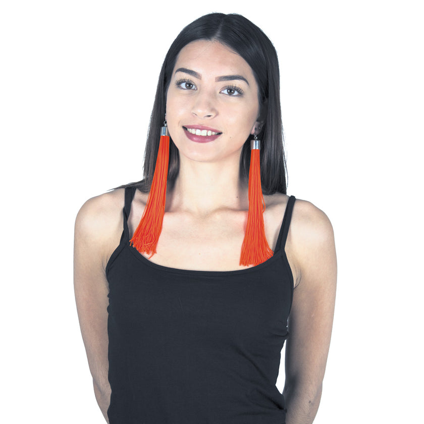 BOUCLES D'OREILLE FRANGES NEON ORANGE