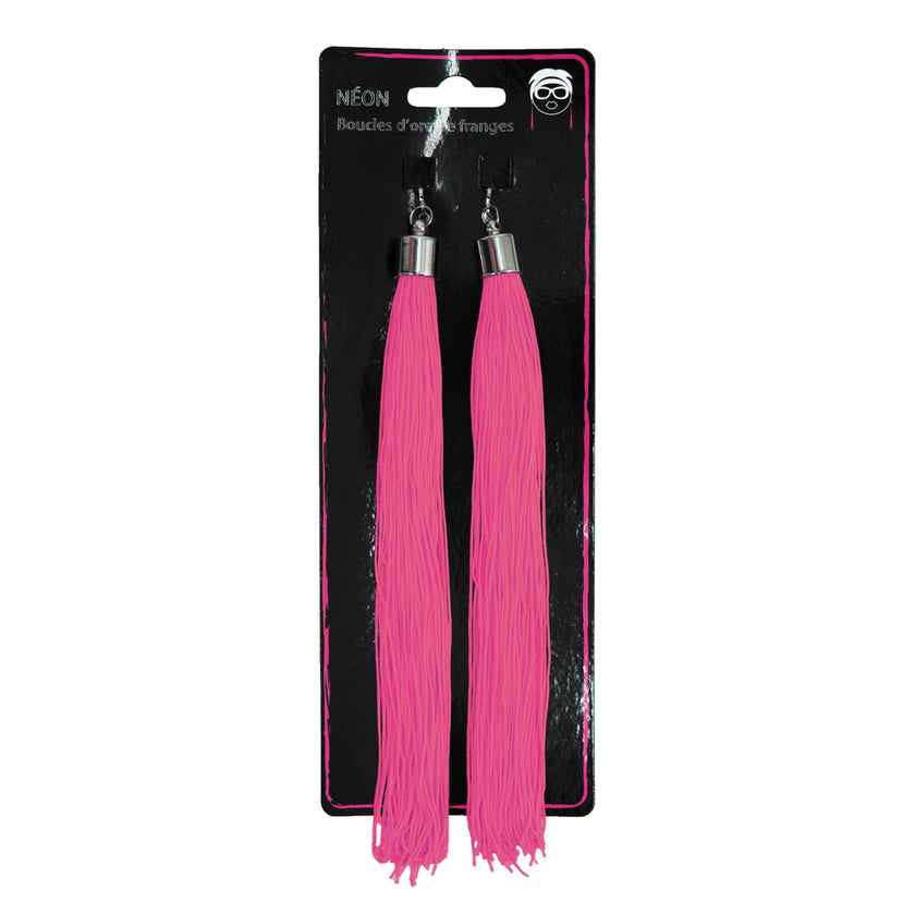 BOUCLES D'OREILLE FRANGES NEON ORANGE