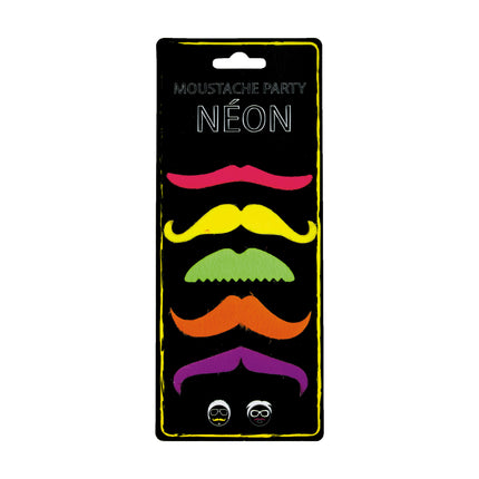 MOUSTACHES PARTY NEON X 5