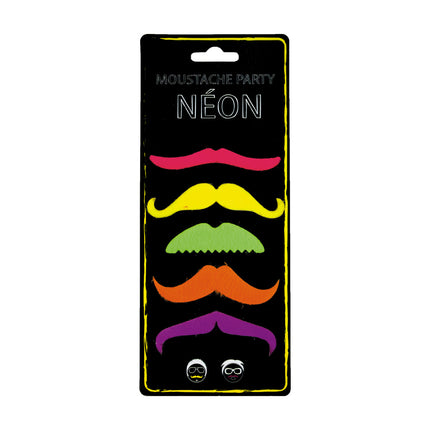MOUSTACHES PARTY NEON X 5