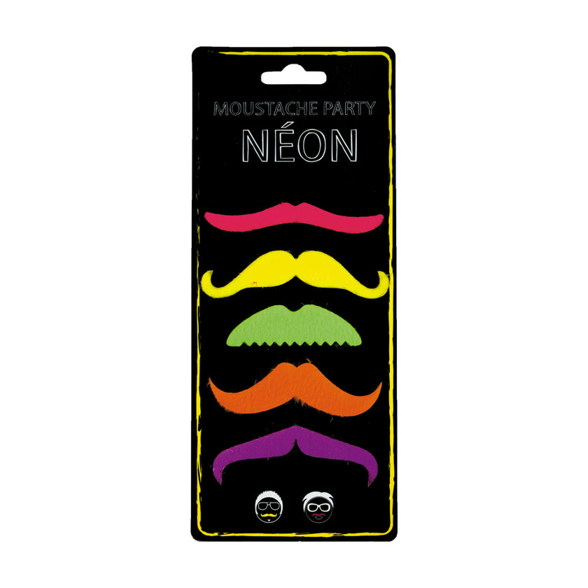 MOUSTACHES PARTY NEON X 5