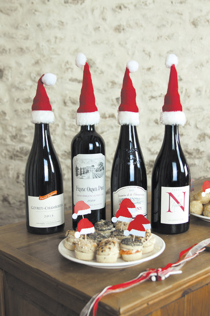 SET DE 4 BONNETS DE NOEL POUR BOUTEILLES