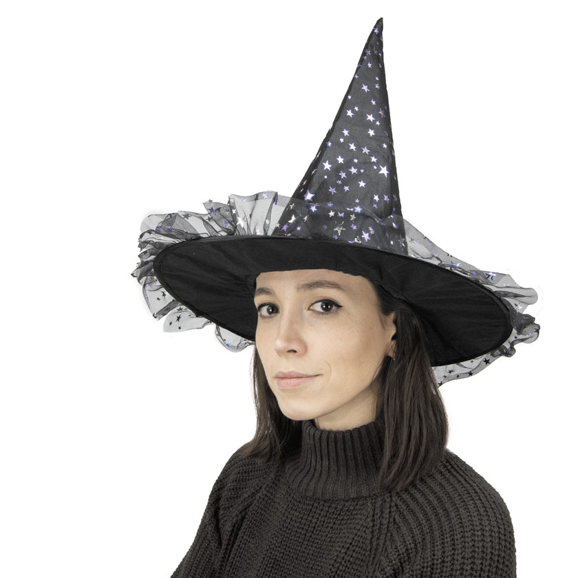 CHAPEAU SORCIERE ETOILES IRISEES LUXE ADULTE