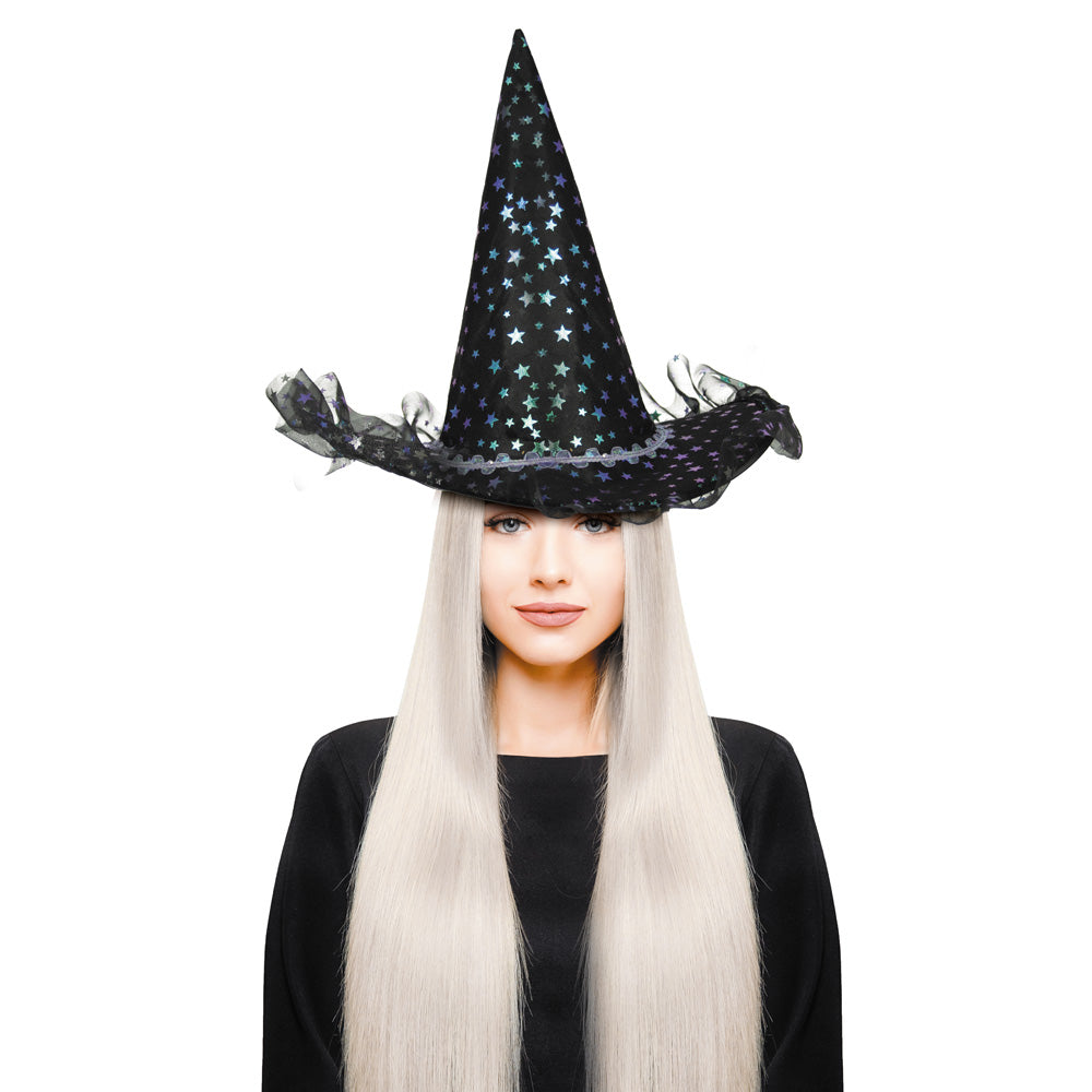 CHAPEAU SORCIERE ETOILES IRISEES LUXE ADULTE
