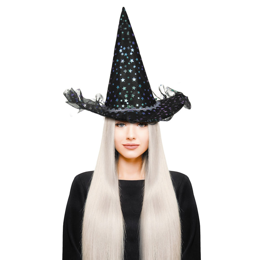 CHAPEAU SORCIERE ETOILES IRISEES LUXE ADULTE
