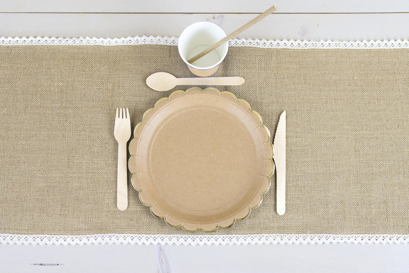 CHEMIN DE TABLE JUTE ET DENTELLE 300X30CM