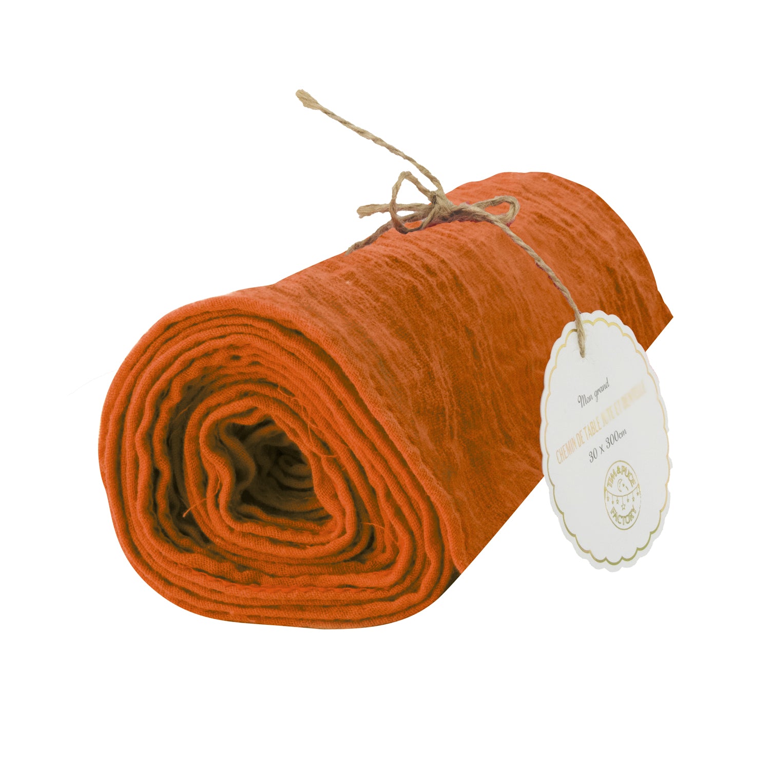 CHEMIN DE TABLE VOILE DE COTON ORANGE BRULEE 300X30CM