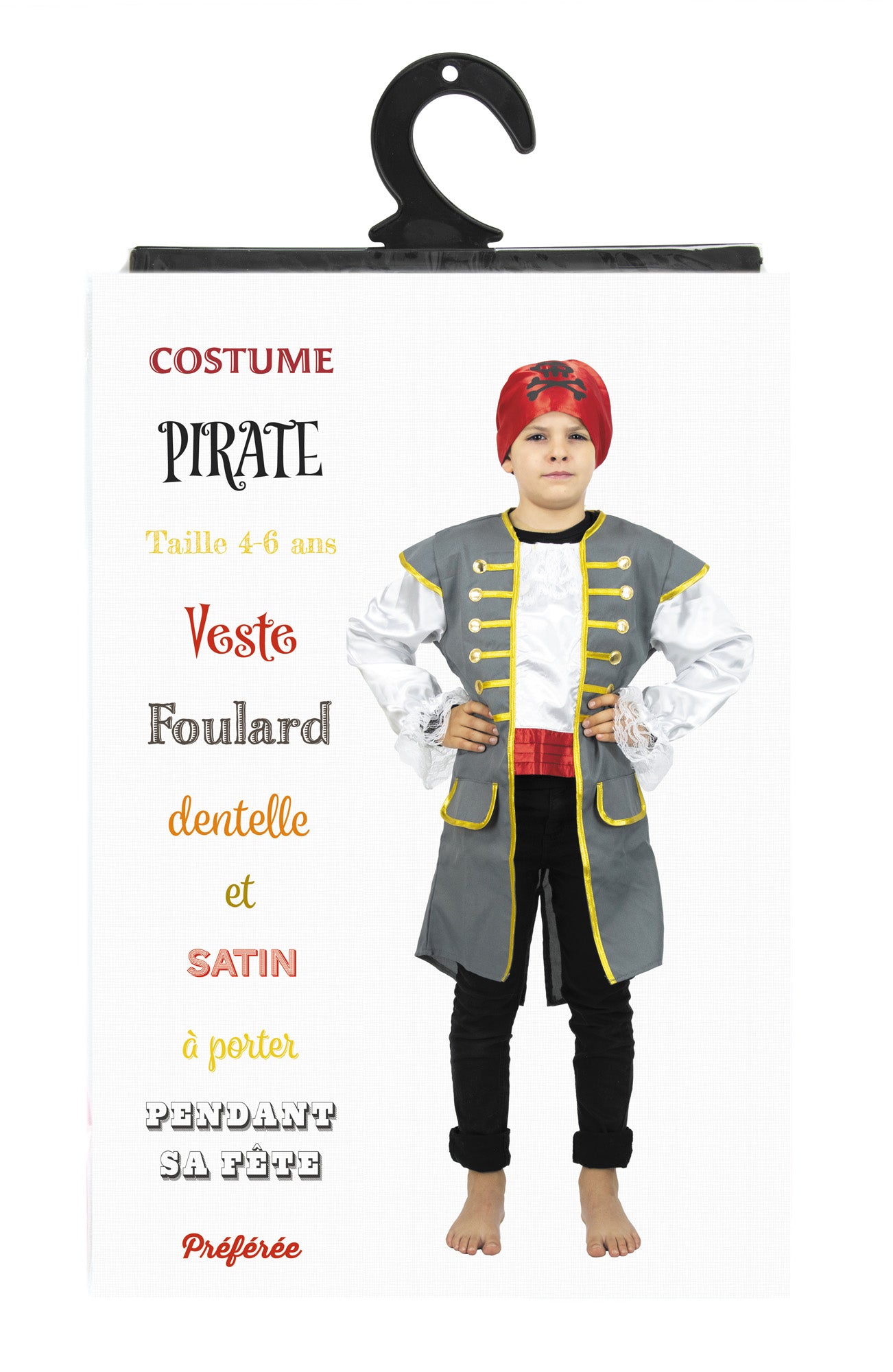 VESTE ET FOULARD PIRATE 4-6 ANS