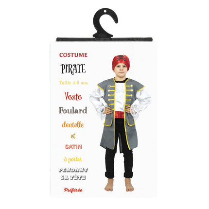 VESTE ET FOULARD PIRATE 4-6 ANS