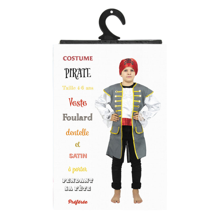 VESTE ET FOULARD PIRATE 4-6 ANS