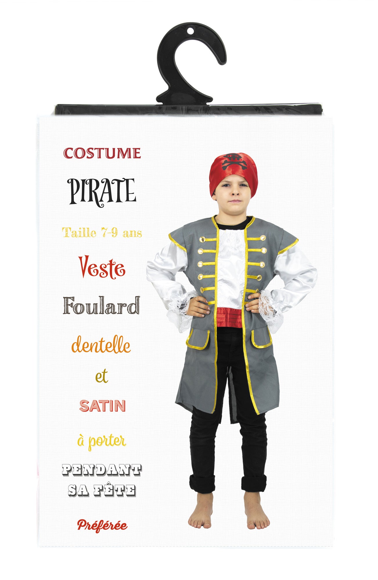 VESTE ET FOULARD PIRATE 7-9 ANS