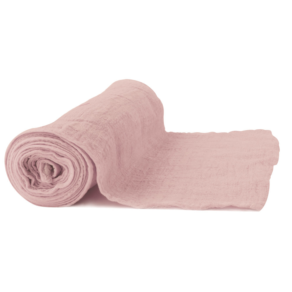 CHEMIN DE TABLE VOILE DE COTON VIEUX ROSE 300X30CM