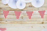 GUIRLANDE GUINGUETTE EN TISSU VICHY ET GALON VINTAGE 3M