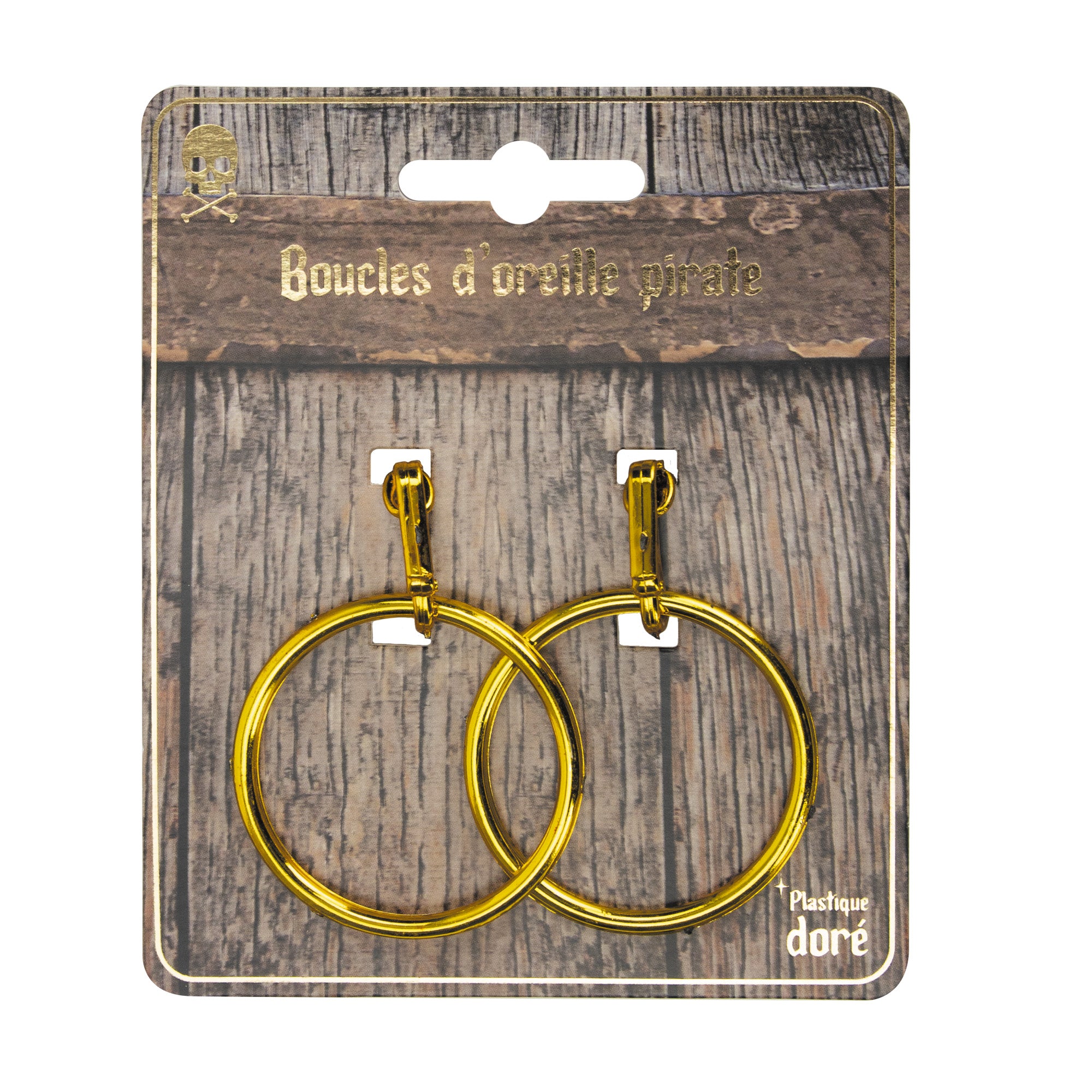 BOUCLES D'OREILLE PIRATE OR 4CM X2