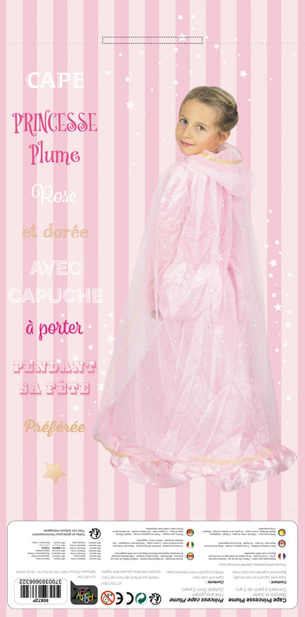 CAPE PRINCESSE PLUME ROSE ET OR ENFANT