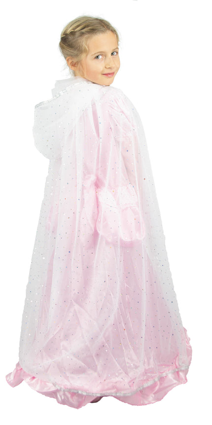 CAPE PRINCESSE PLUME BLANCHE ET ARGENT ENFANT